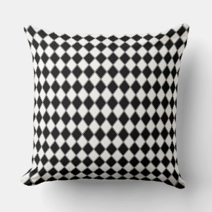 Coussin Diamant Noir et Blanc Motif Argyle