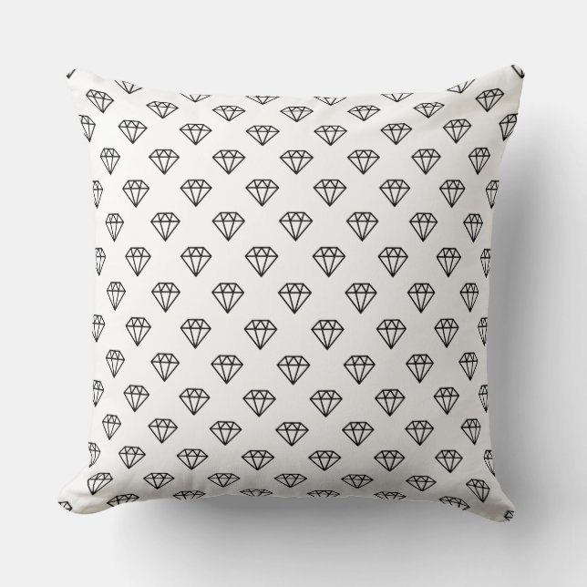 Coussin Diamant - Noir sur Blanc (Recto)