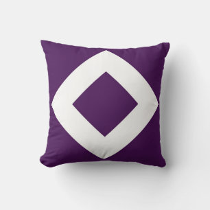 Coussin Diamant Profond Violet, Bordure Blanche Gras