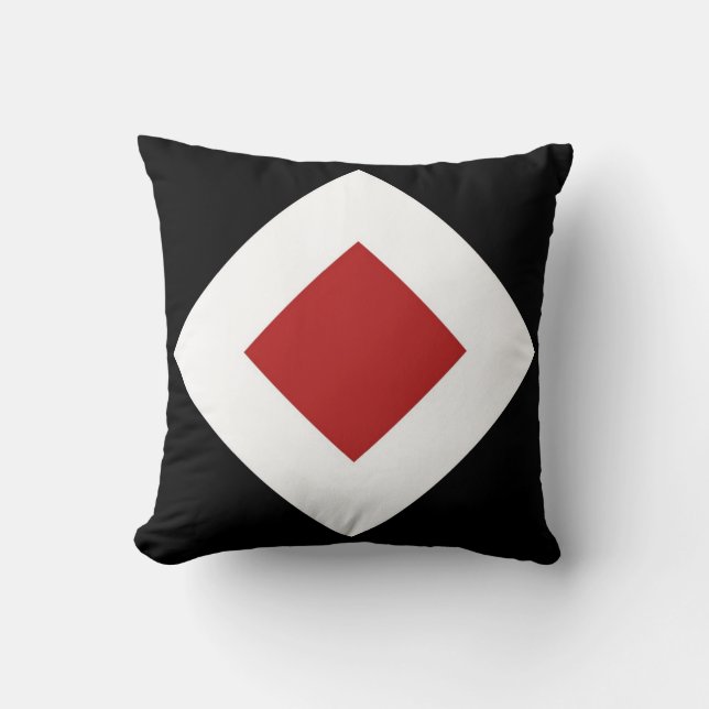 Coussin Diamant rouge, frontière blanche audacieuse sur le (Recto)