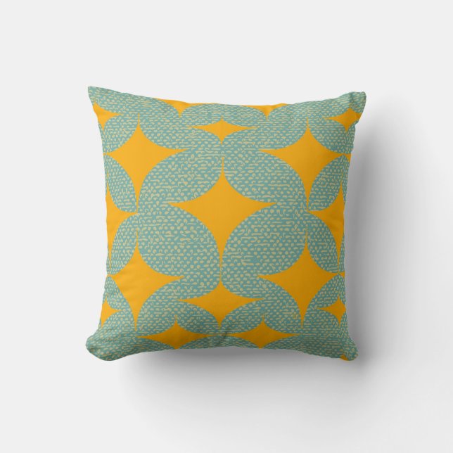Coussin Diamant turquoise moderne du milieu du siècle (Recto)