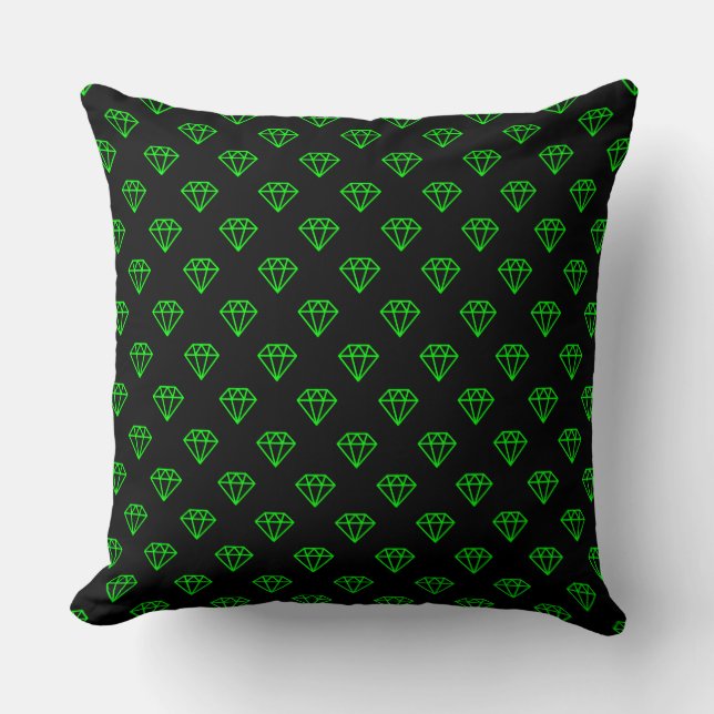 Coussin Diamant - Vert sur Noir (Recto)