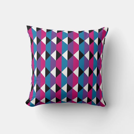Coussin Diamant violet, rose, bleu, noir et blanc (Recto)