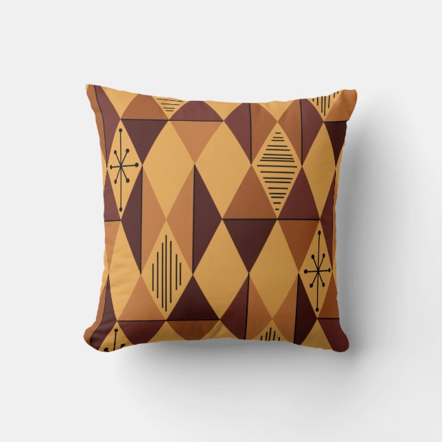 Coussin Diamants d'art de l'ère atomique Ochre Maroon (Recto)