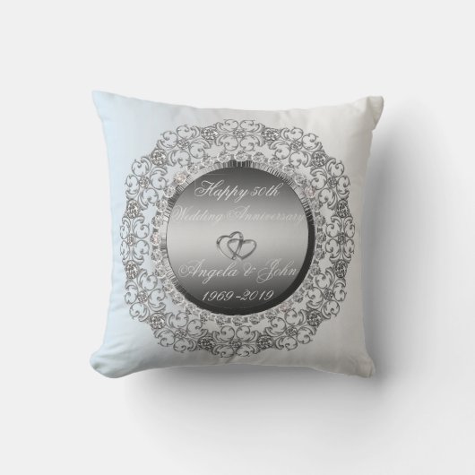 Coussin Diamants de Coeurs d'argent 50e anniversaire Maria (Recto)