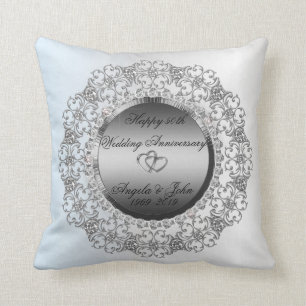 Coussin Diamants de Coeurs d'argent 50e anniversaire Maria