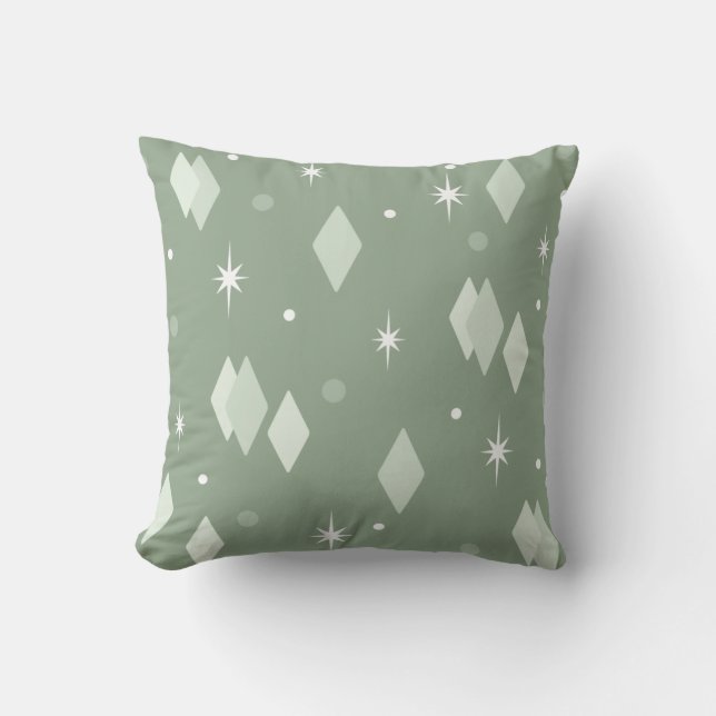 Coussin Diamants de l'âge de l'espace Sage vert (Recto)
