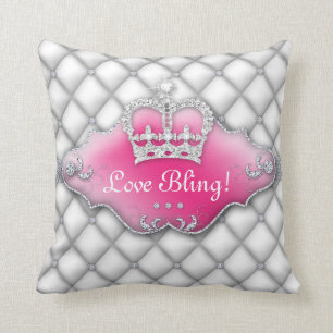 Coussin Diamants de princesse Crown Pillow Tufted Satin