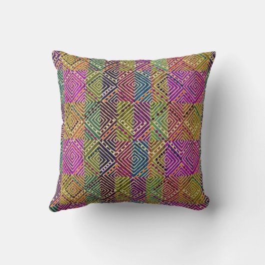 Coussin Diamants et points de saumons boho africains | Sty (Verso)