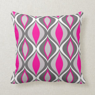 Coussin Diamants, fuchsia et gris modernes de la moitié d