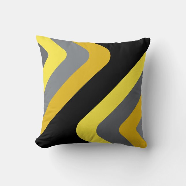 Coussin Diamants géants rétro jaune gris (Recto)