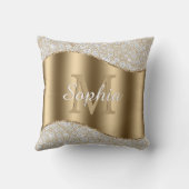 Coussin Diamants, grand monogramme or, nom en écriture bla (Verso)