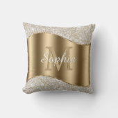 Coussin Diamants, grand monogramme or, nom en écriture bla (Recto)