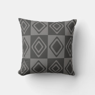 Coussin Diamants gris de style moderne du milieu du siècle