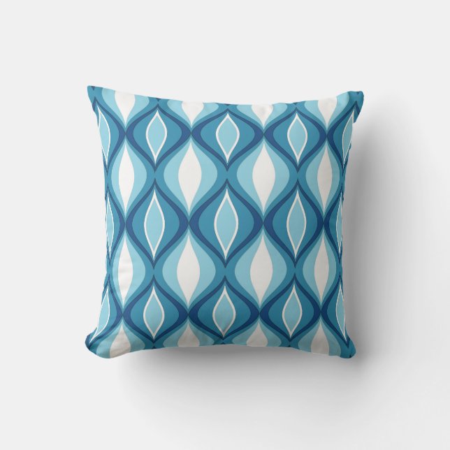 Coussin Diamants Modernes Du Milieu Du Siècle, Blues Denim (Recto)
