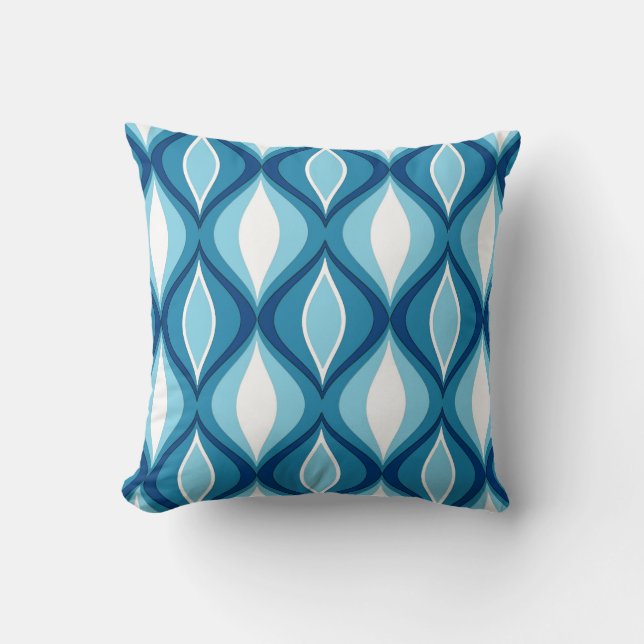 Coussin Diamants Modernes Du Milieu Du Siècle, Blues Denim (Recto)