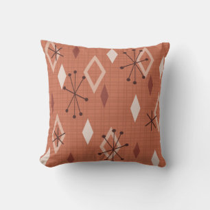 Coussin Diamants modernes du milieu du siècle Orange