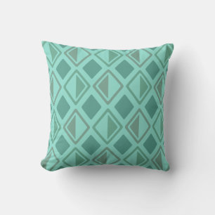 Coussin Diamants modernes du milieu du siècle Turquoise