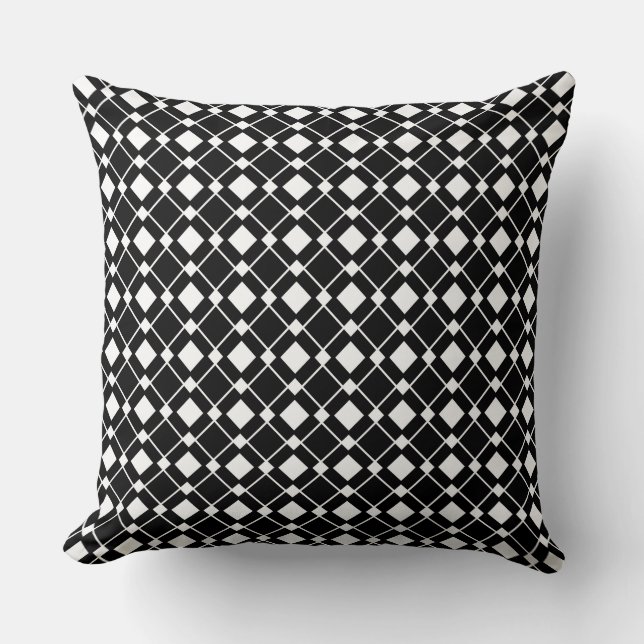 Coussin Diamants Noir et Blanc - Motif Losange (Recto)