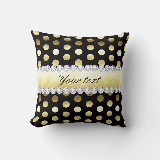 Coussin Diamants noirs de pois de feuille d'or (Recto)