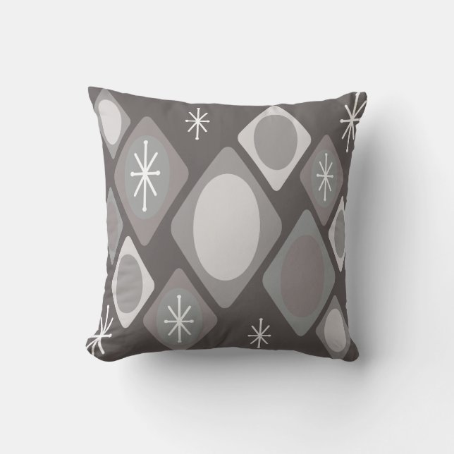 Coussin Diamants Ovales Starbursts gris foncé (Recto)