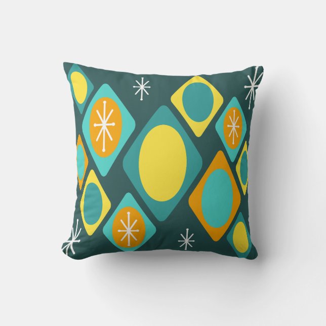 Coussin Diamants Ovals Starburts Turquoise (Recto)