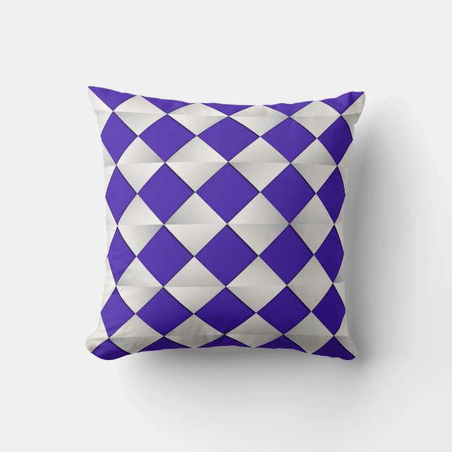Coussin Diamants satinés du milieu du siècle - cobalt et b (Recto)