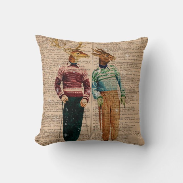 Coussin Dictionnaire vintage PagePillow de cerfs communs (Recto)