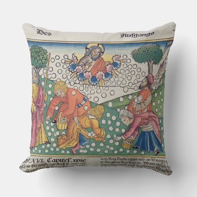 Coussin Dieu 13-22 de l'exode 16 fournit les cailles et la (Recto)