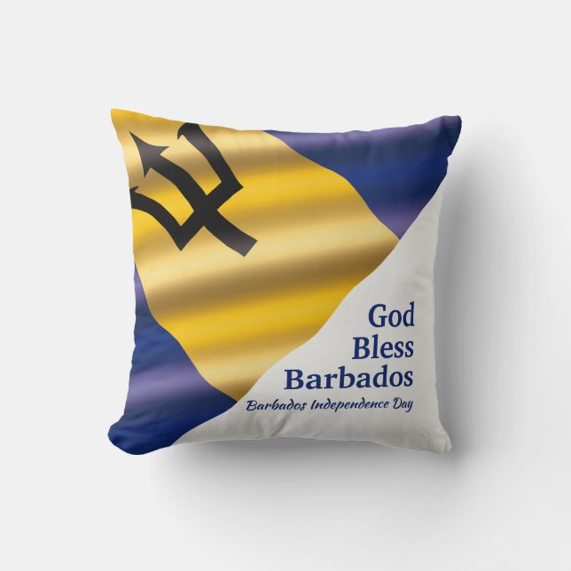 Coussin DIEU BÉNISSE BARBADOS Fête de l'Indépendance Custo (Recto)
