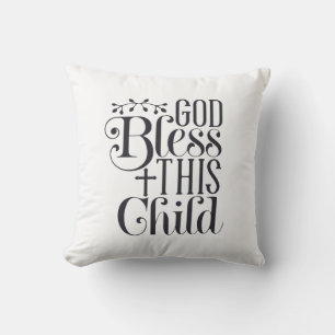 Coussin Dieu bénisse ce baptême d'enfant chrétien