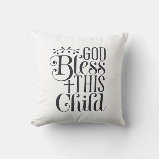 Coussin Dieu bénisse ce baptême d'enfant chrétien (Recto)