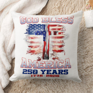 Coussin Dieu Bénisse l'Amérique 250 Ans 1776 2026