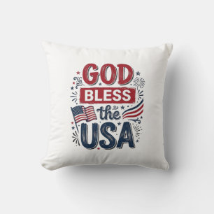 Coussin Dieu bénisse le T-shirt de foi patriotique vintage