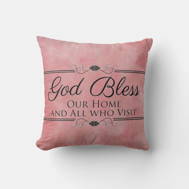 Coussin Dieu bénisse notre maison (Recto)