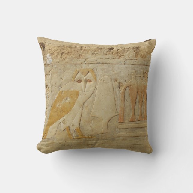 Coussin Dieu égyptien antique de hibou d'hiéroglyphe (Recto)