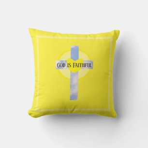 Coussin Dieu est Fidèle Croix Verset Biblique de Guérison