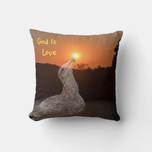 Coussin Dieu est l'amour coucher de soleil