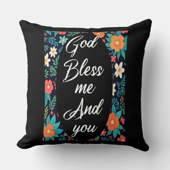 Coussin Dieu me bénisse et toi (Recto)