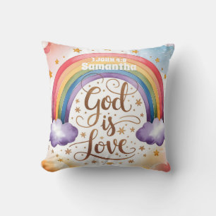 Coussin Dieu personnalisé est amour Boho Christian Kids
