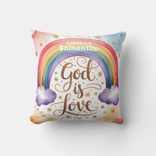 Coussin Dieu personnalisé est amour Boho Christian Kids (Recto)