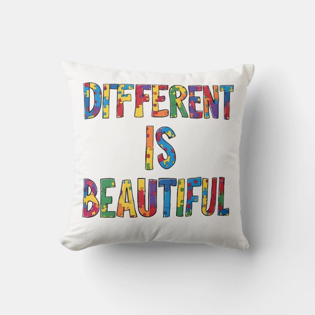 Coussin Different Is Beautiful - Sensibilisation sur l'aut (Recto)
