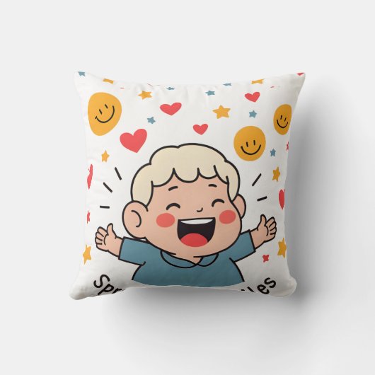 Coussin Diffuser les sourires - Caricature de Doodle migno (Verso)