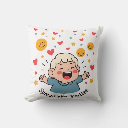 Coussin Diffuser les sourires - Caricature de Doodle migno (Recto)