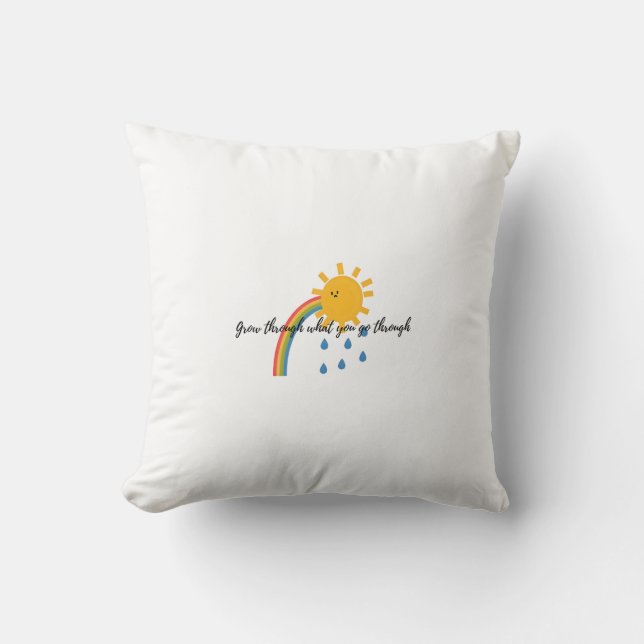 Coussin Digital Illustration of Smiling Sun with Rainbow (Recto)