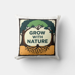 Coussin Digital Illustration of Stylized Tree with Roots a