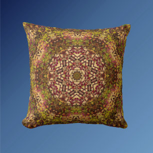 Coussin Digital Mandala jaune rouge et violet