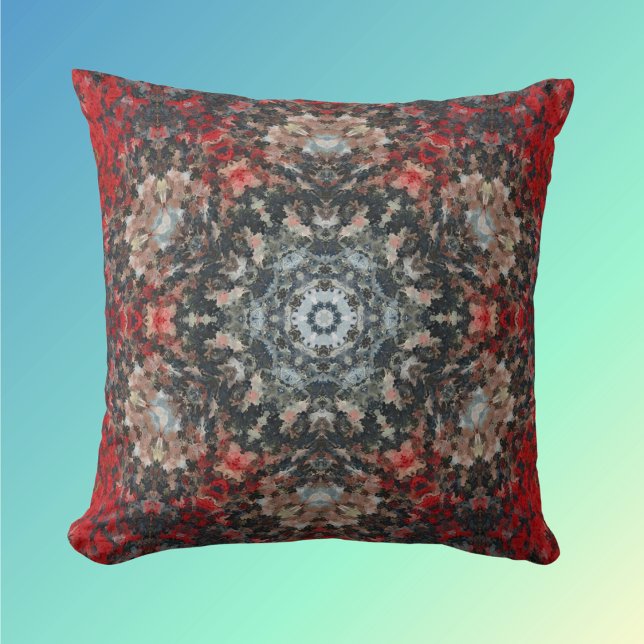Coussin Digital Mandala rouge et blanc (Créateur téléchargé)