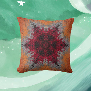 Coussin Digital Mandala rouge orange et bleu