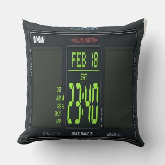 Coussin Digital Watch Face Lumbar Pillow (Recto)